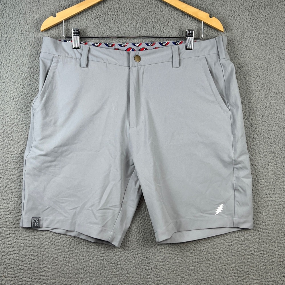 Section 119 Grateful Dead Golf Shorts Mens 34 (Meaures 36") Gray Steal Your Face
